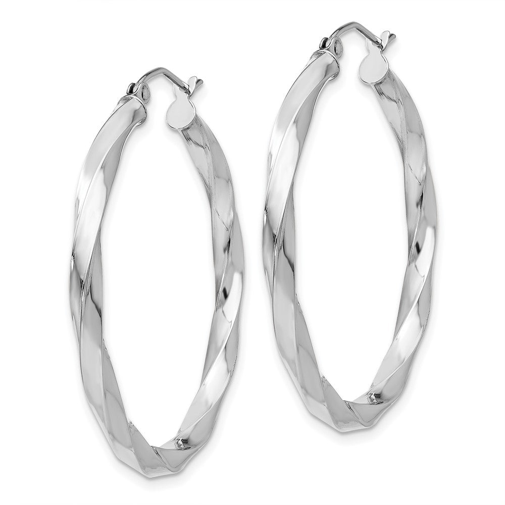14k White Gold 35.5 mm Twisted Hoop Earrings (3.29 grams)