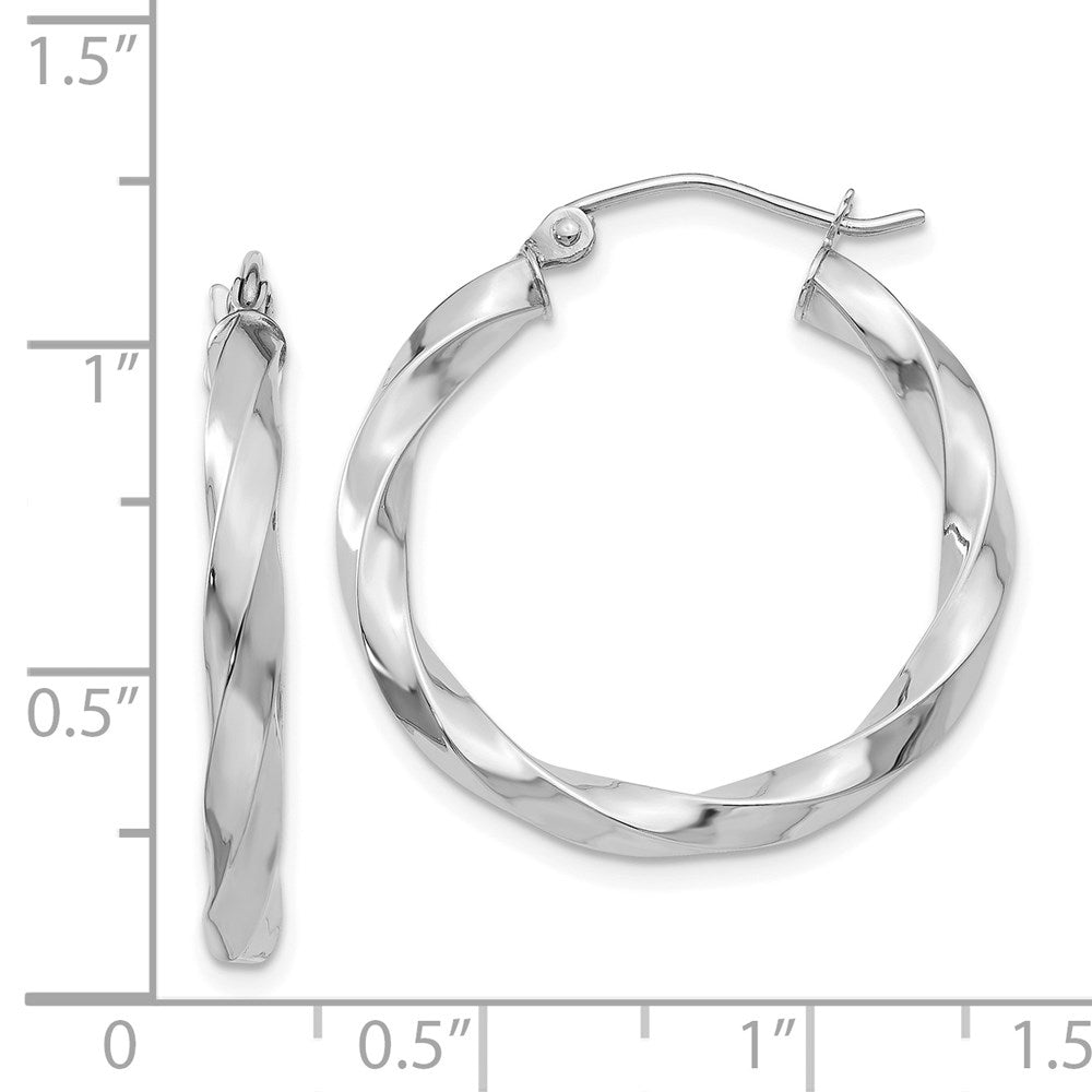 14k White Gold 25.5 mm Twisted Hoop Earrings (2.27 grams)