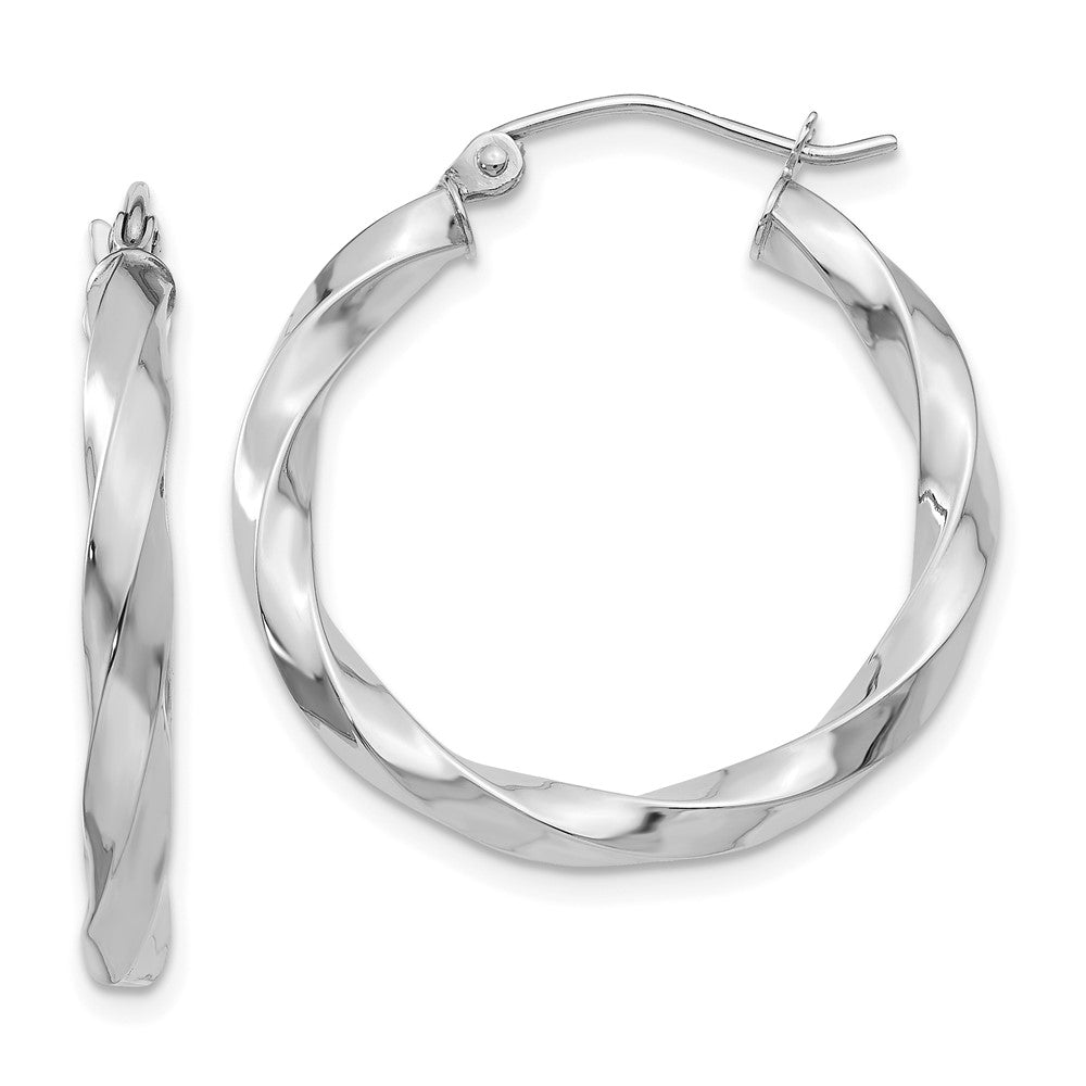 14k White Gold 25.5 mm Twisted Hoop Earrings (2.27 grams)
