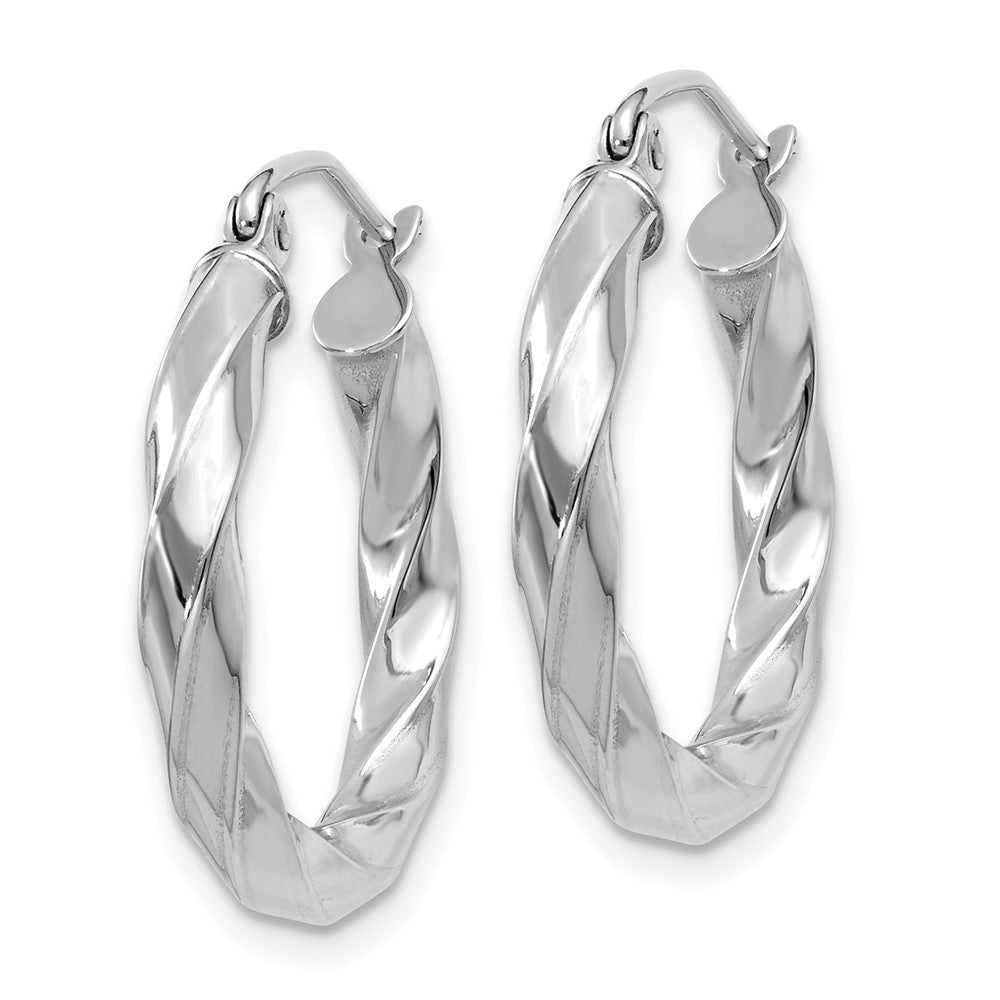 14k White Gold 19 mm Twisted Hoop Earrings (1.77 grams)