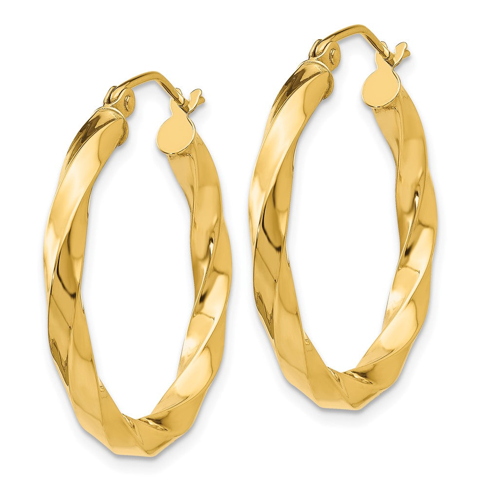 14k Yellow Gold 25.5 mm Twisted Hoop Earrings (2.29 grams)