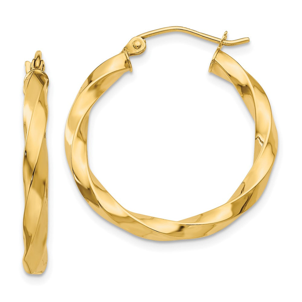 14k Yellow Gold 25.5 mm Twisted Hoop Earrings (2.29 grams)