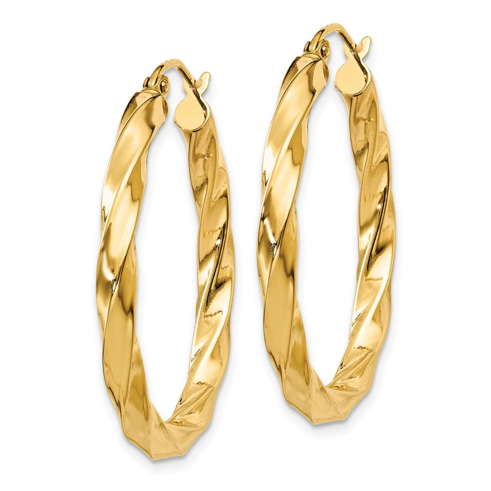 14k Yellow Gold 30.5 mm Twisted Hoop Earrings (2.78 grams)