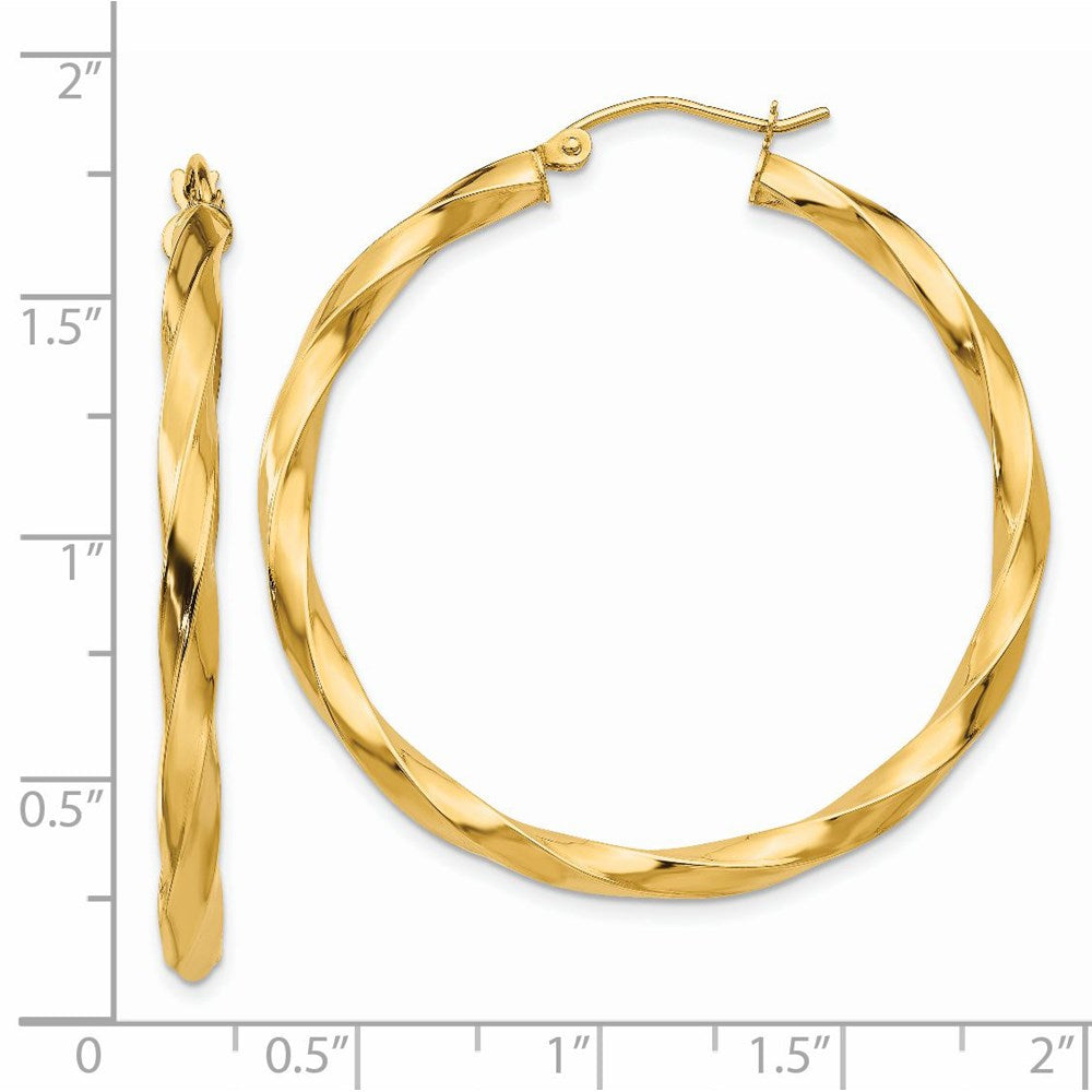 14k Yellow Gold 40 mm Twisted Hoop Earrings (3.77 grams)