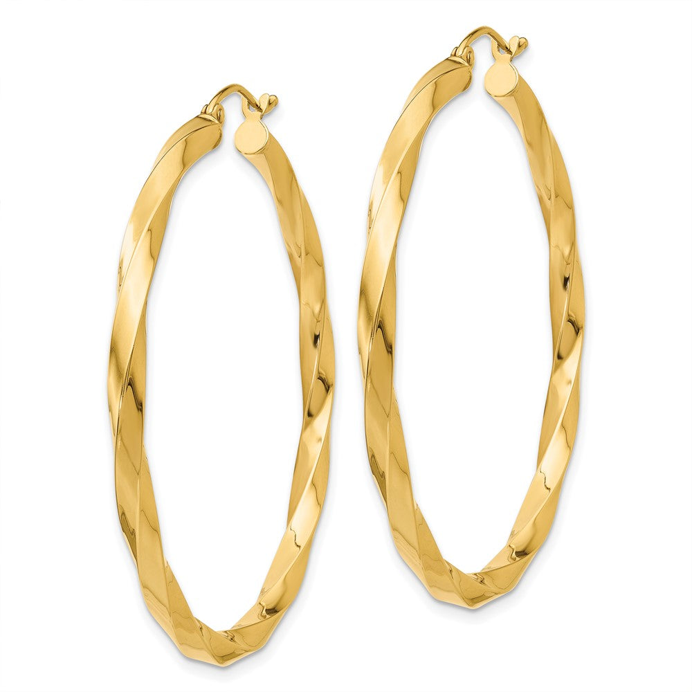 14k Yellow Gold 45.5 mm Twisted Hoop Earrings (4.33 grams)