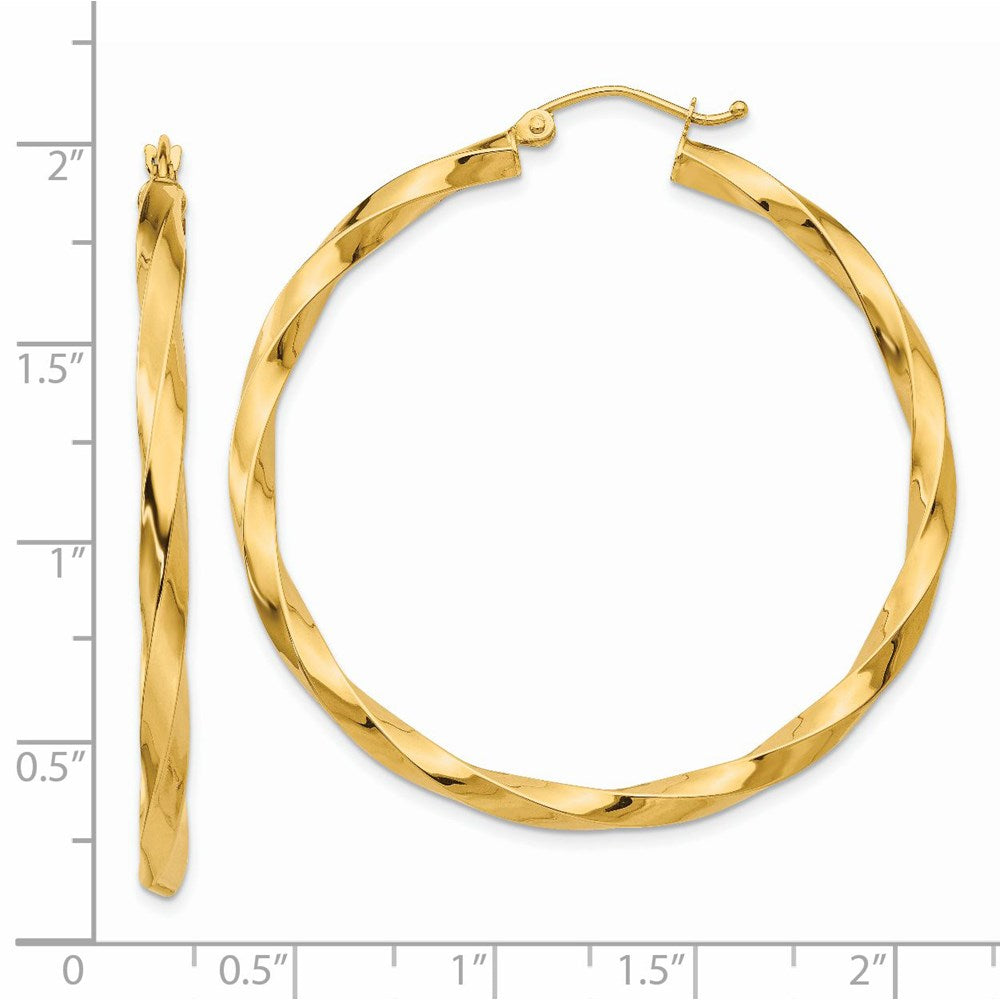 14k Yellow Gold 45.5 mm Twisted Hoop Earrings (4.33 grams)