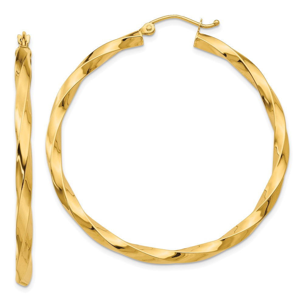 14k Yellow Gold 45.5 mm Twisted Hoop Earrings (4.33 grams)