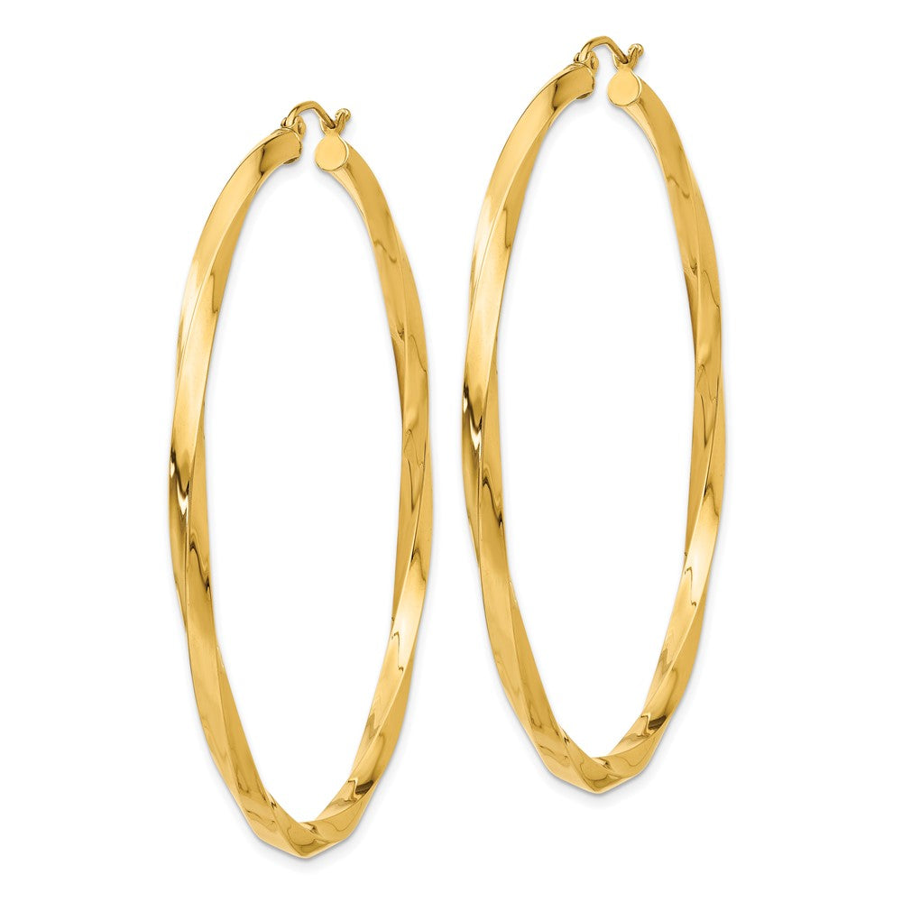 14k Yellow Gold 60 mm Twisted Hoop Earrings (6 grams)
