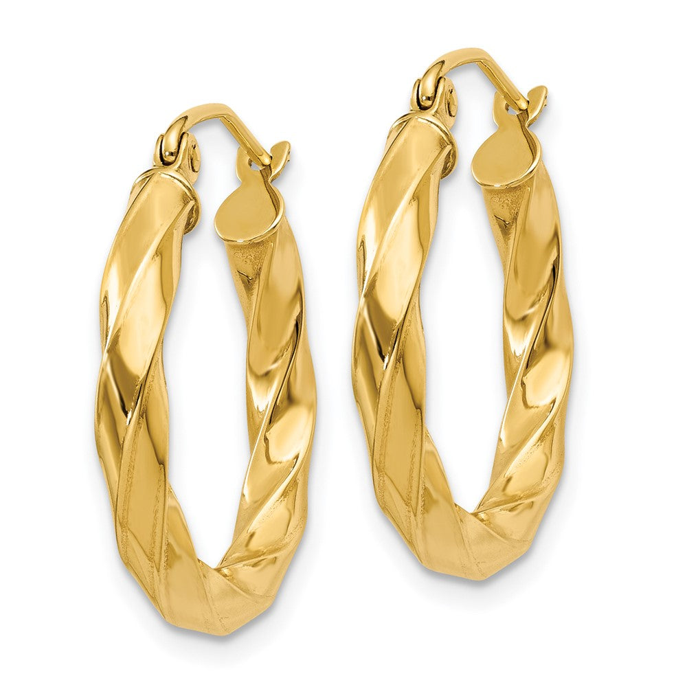 14k Yellow Gold 19 mm Twisted Hoop Earrings (1.78 grams)