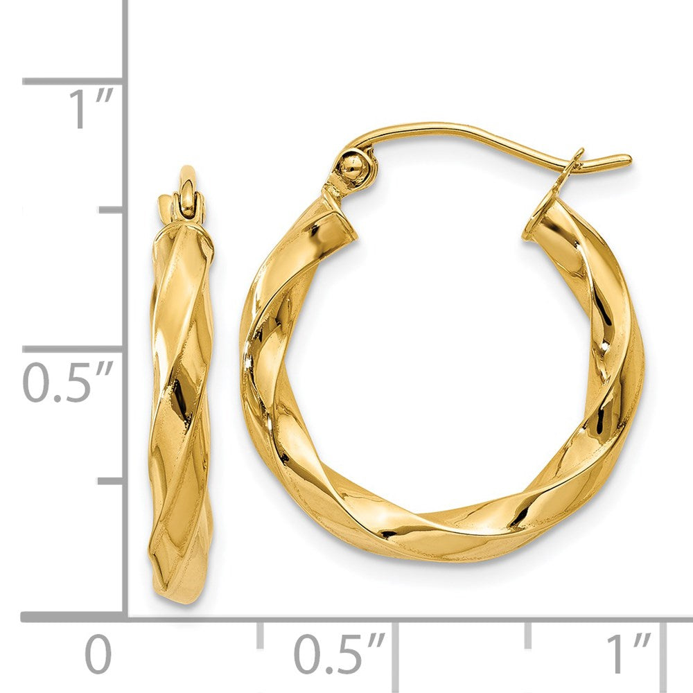 14k Yellow Gold 19 mm Twisted Hoop Earrings (1.78 grams)
