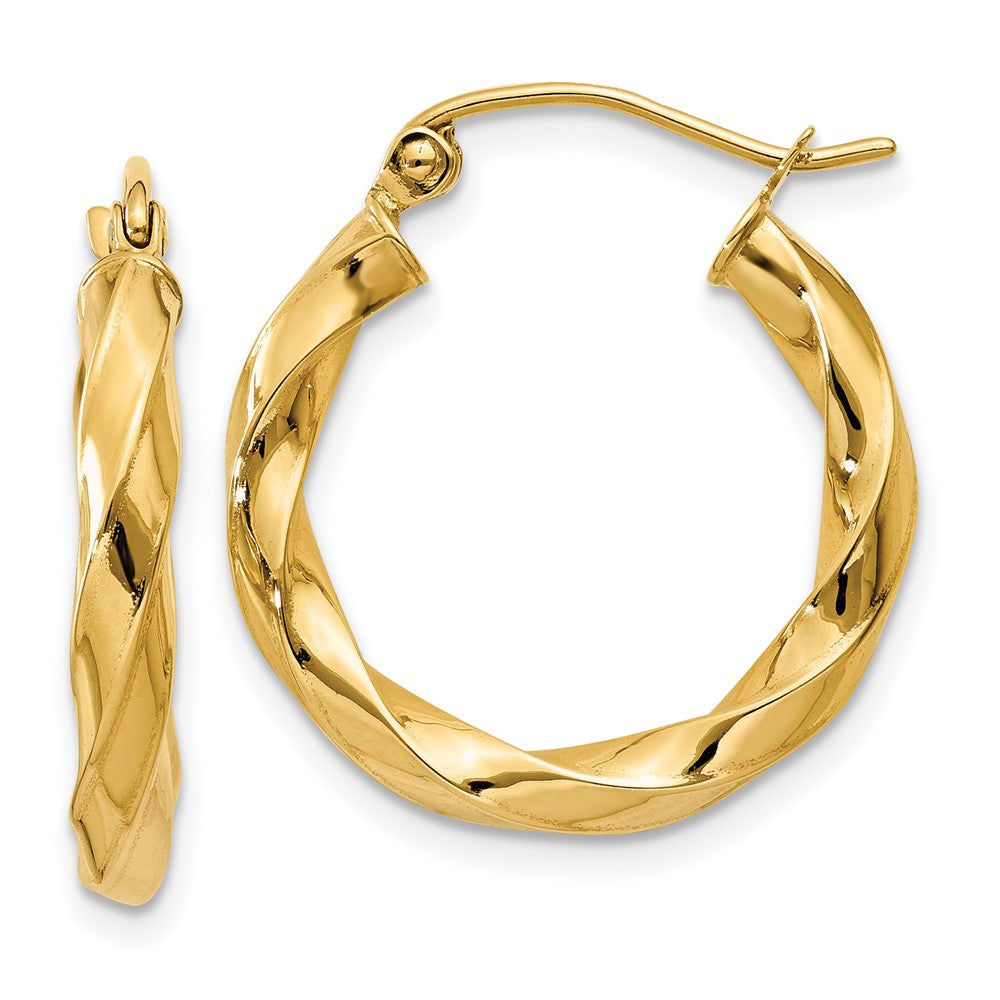 14k Yellow Gold 19 mm Twisted Hoop Earrings (1.78 grams)