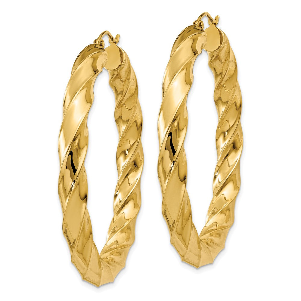 14k Yellow Gold 5 mm Twisted Hoop Earrings (7.4 grams)