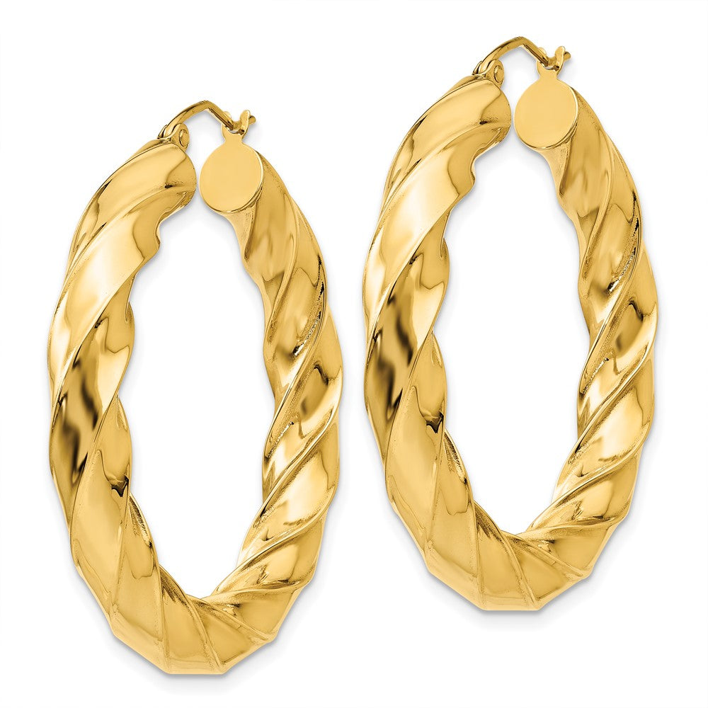 14k Yellow Gold 5 mm Twisted Hoop Earrings (5.48 grams)