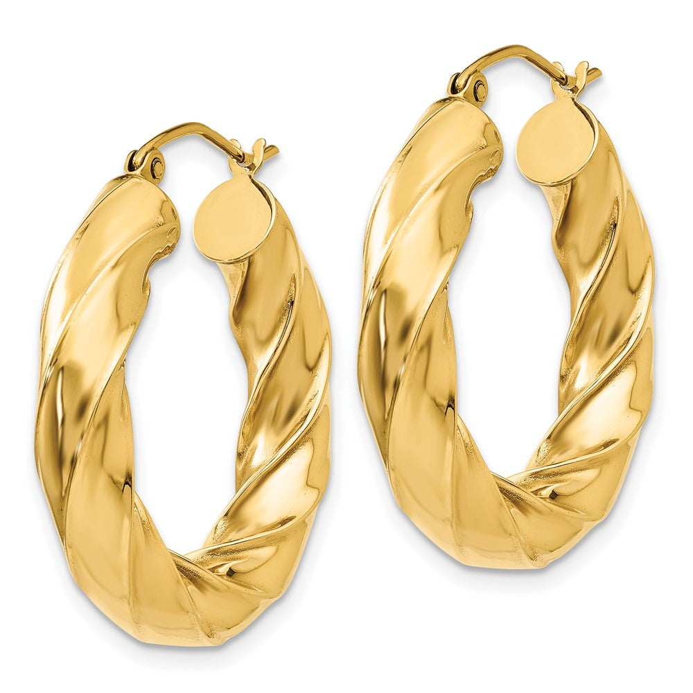 14k Yellow Gold 5 mm Twisted Hoop Earrings (3.96 grams)