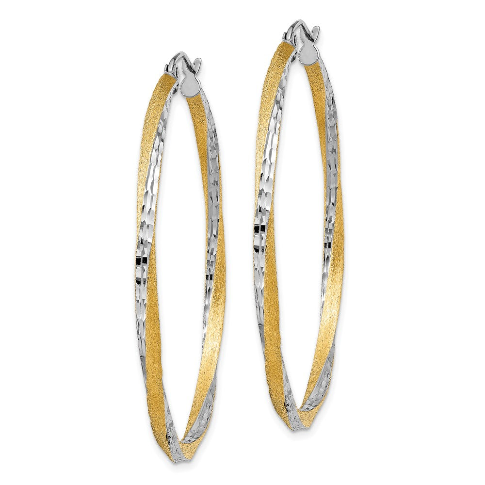 14k Yellow & Rhodium 45.5 mm Twisted Hoop Earrings (3.29 grams)