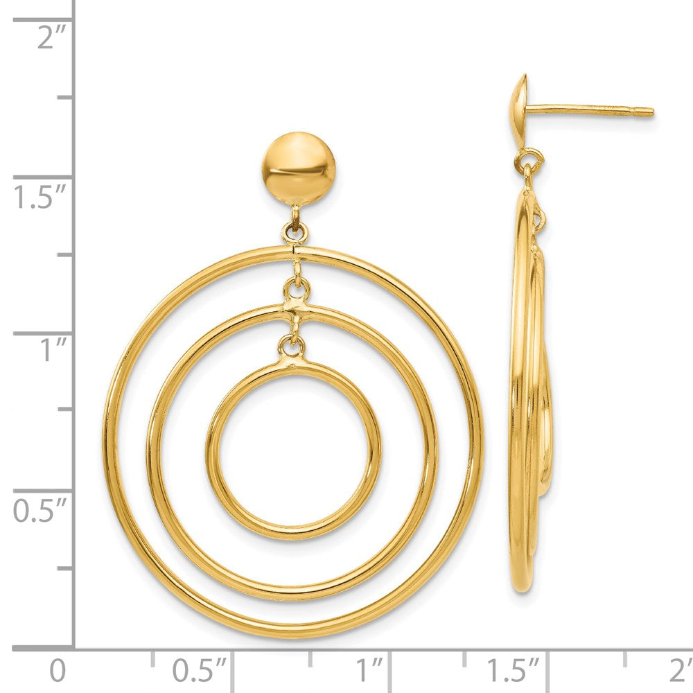 14k Yellow Gold 33 mm Fancy Circle Dangle Post Earrings (2.89 grams)