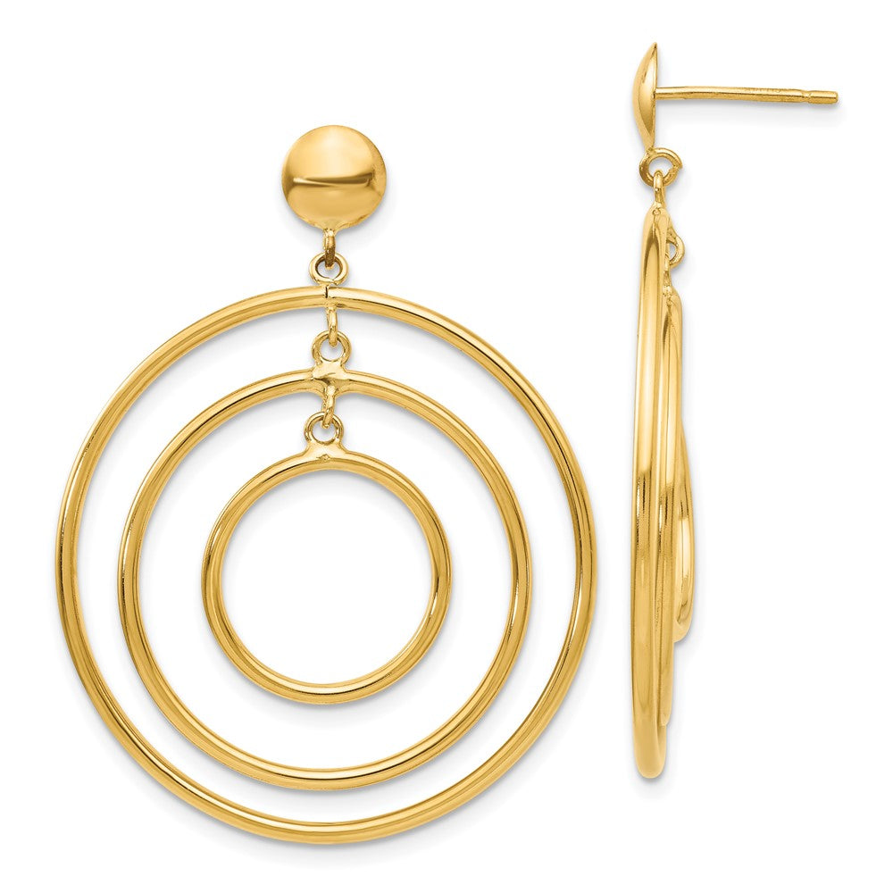 14k Yellow Gold 33 mm Fancy Circle Dangle Post Earrings (2.89 grams)