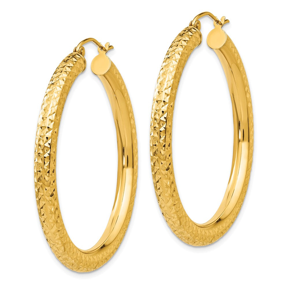 14k Yellow Gold 4 mm Round Hoop Earrings (3.59 grams)