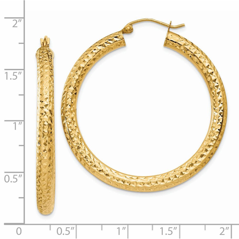 14k Yellow Gold 4 mm Round Hoop Earrings (3.59 grams)