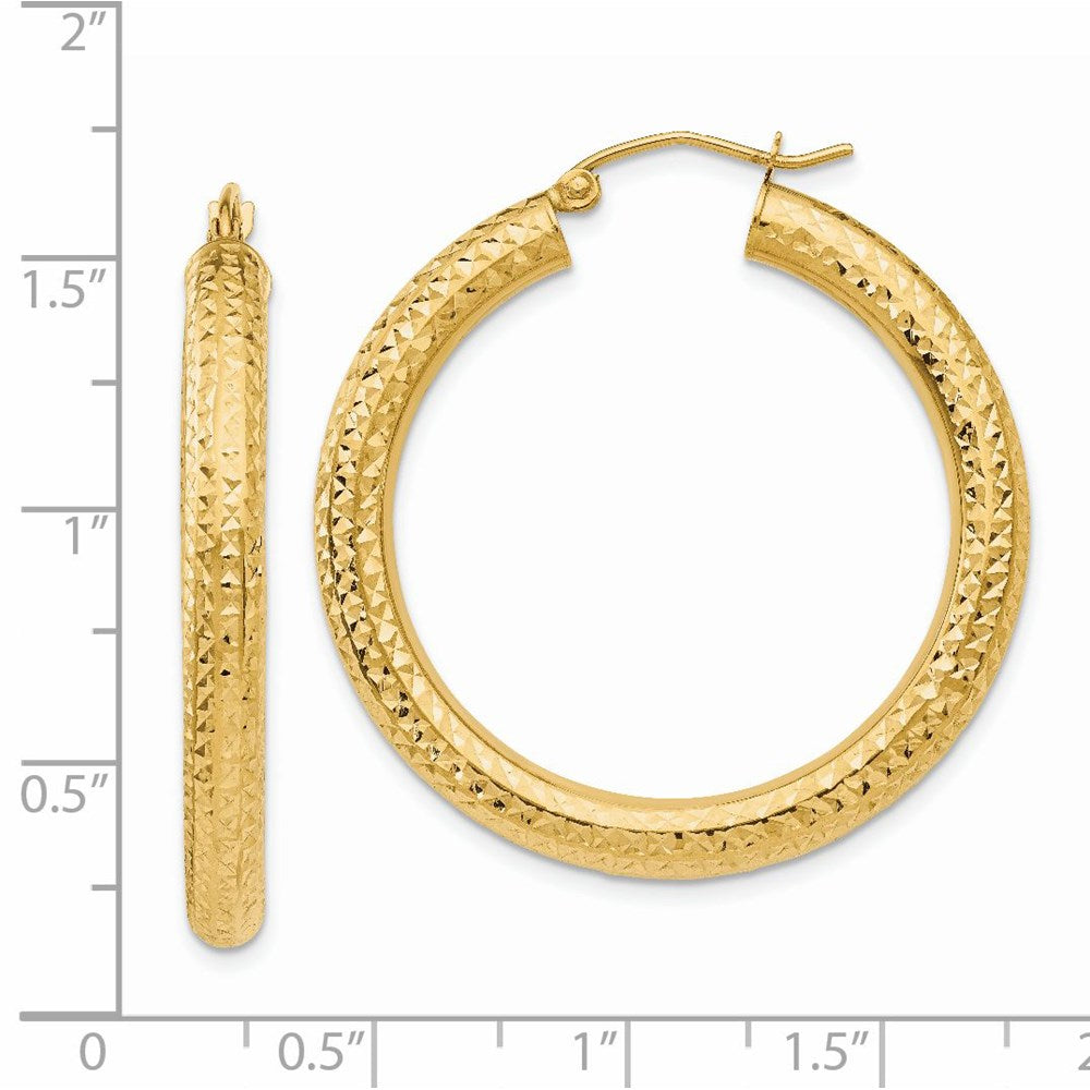 14k Yellow Gold 4 mm Round Hoop Earrings (3.1 grams)