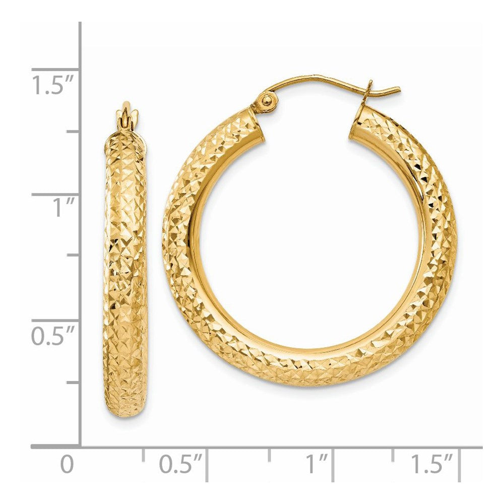 14k Yellow Gold 4 mm Round Hoop Earrings (2.48 grams)