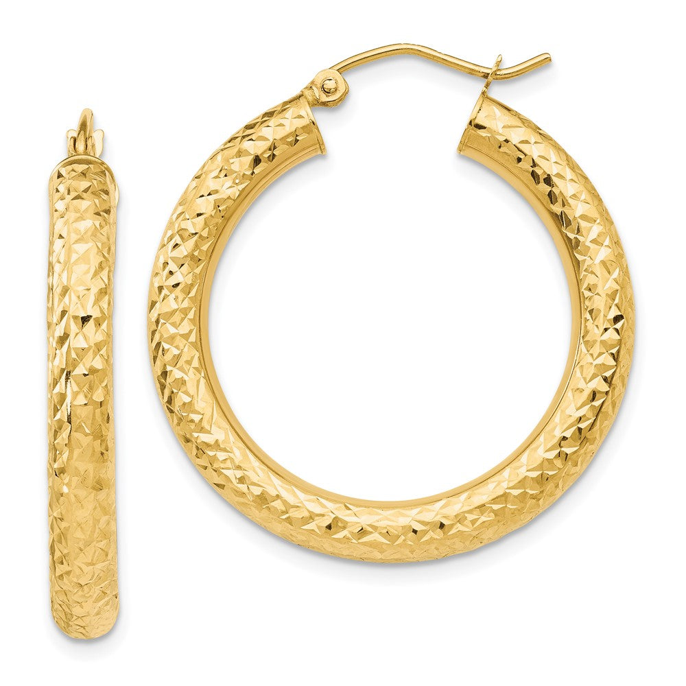14k Yellow Gold 4 mm Round Hoop Earrings (2.48 grams)