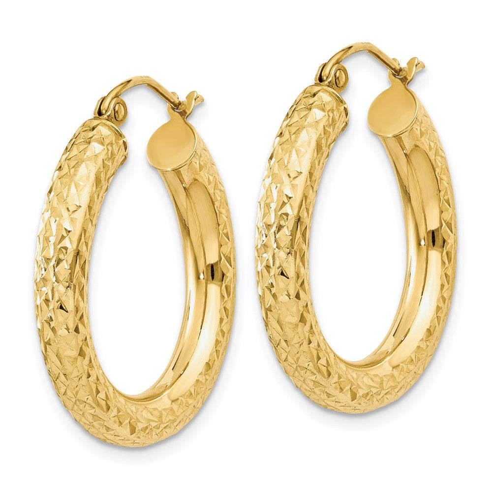 14k Yellow Gold 4 mm Round Hoop Earrings (1.98 grams)