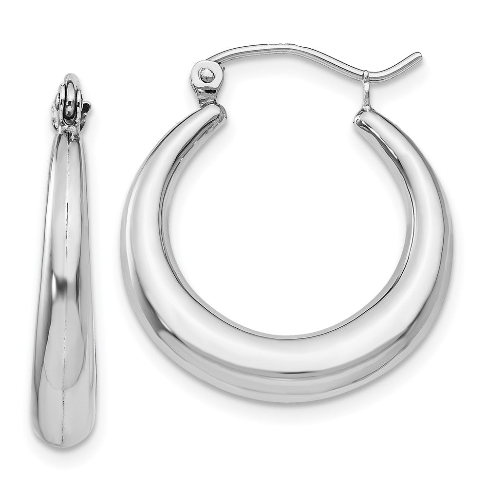 14k White Gold 4 mm Polished Hoop Earrings (1.7 grams)