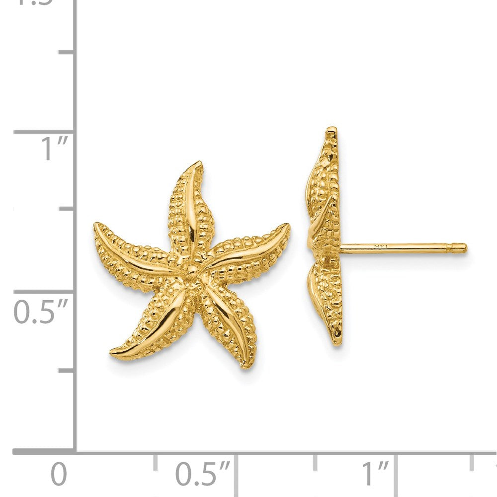14k Yellow Gold 16 mm Starfish Post Earrings (3.36 grams)