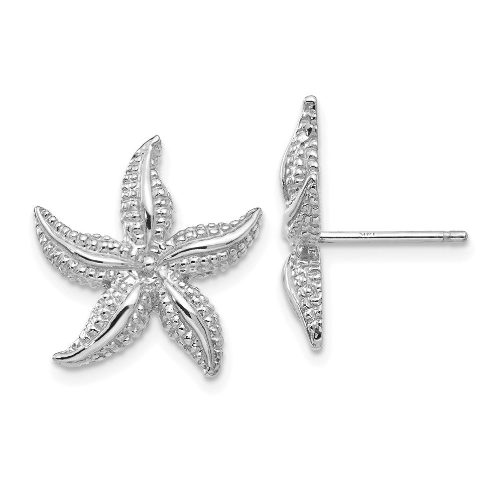 14k White Gold 16.6 mm Starfish Post Earrings (3.87 grams)