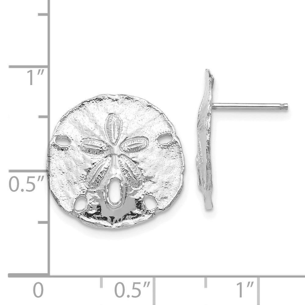 14k White Gold 16.1 mm Large Sanddollar Post Earrings (2.76 grams)