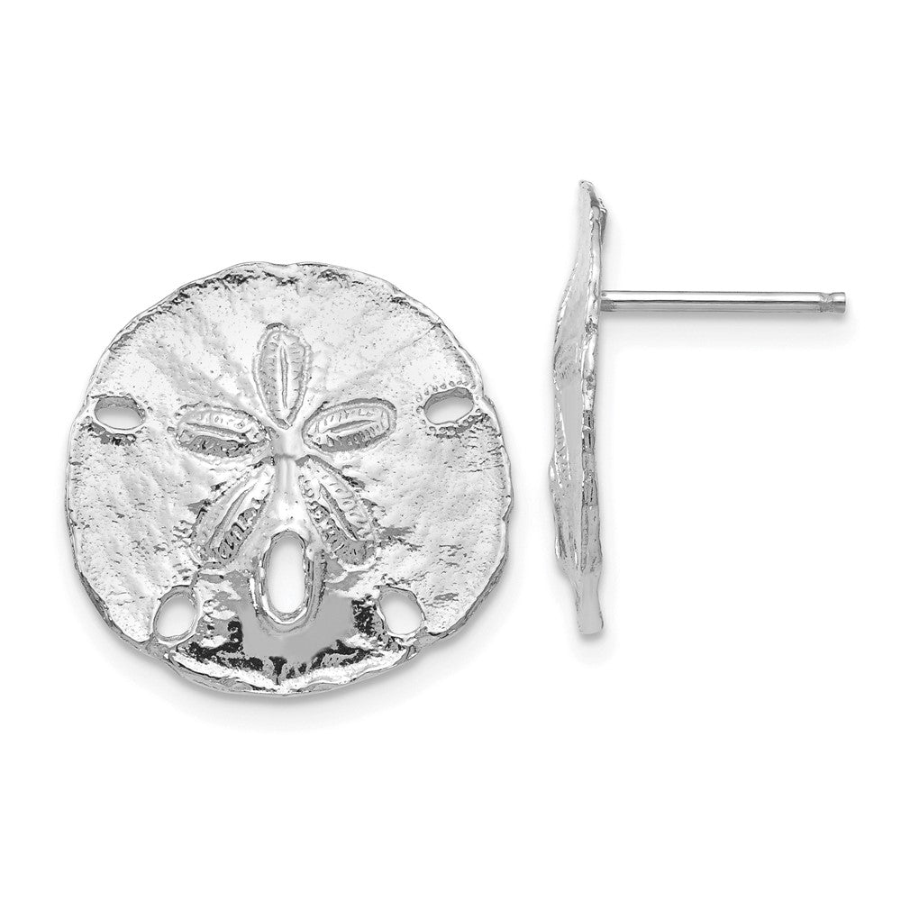 14k White Gold 16.1 mm Large Sanddollar Post Earrings (2.76 grams)