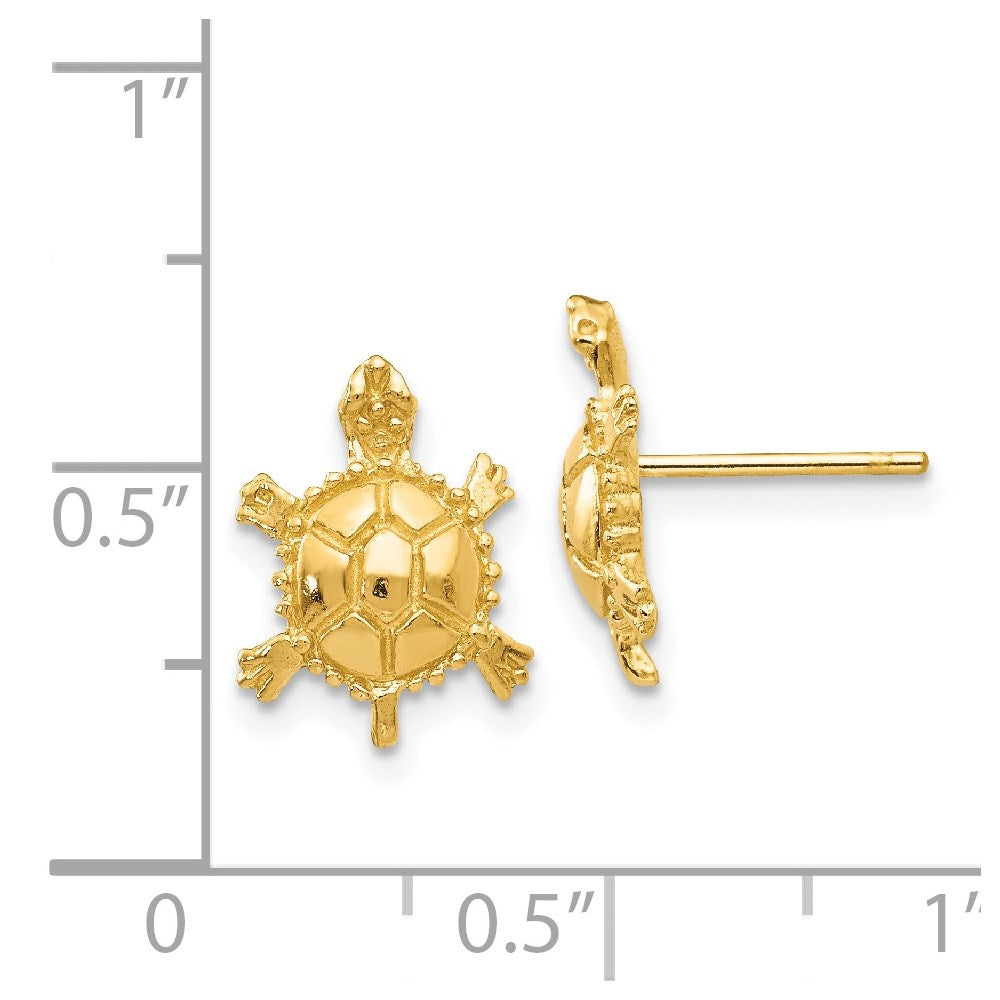 14k Yellow Gold 10 mm Turtle Post Earrings (1.86 grams)