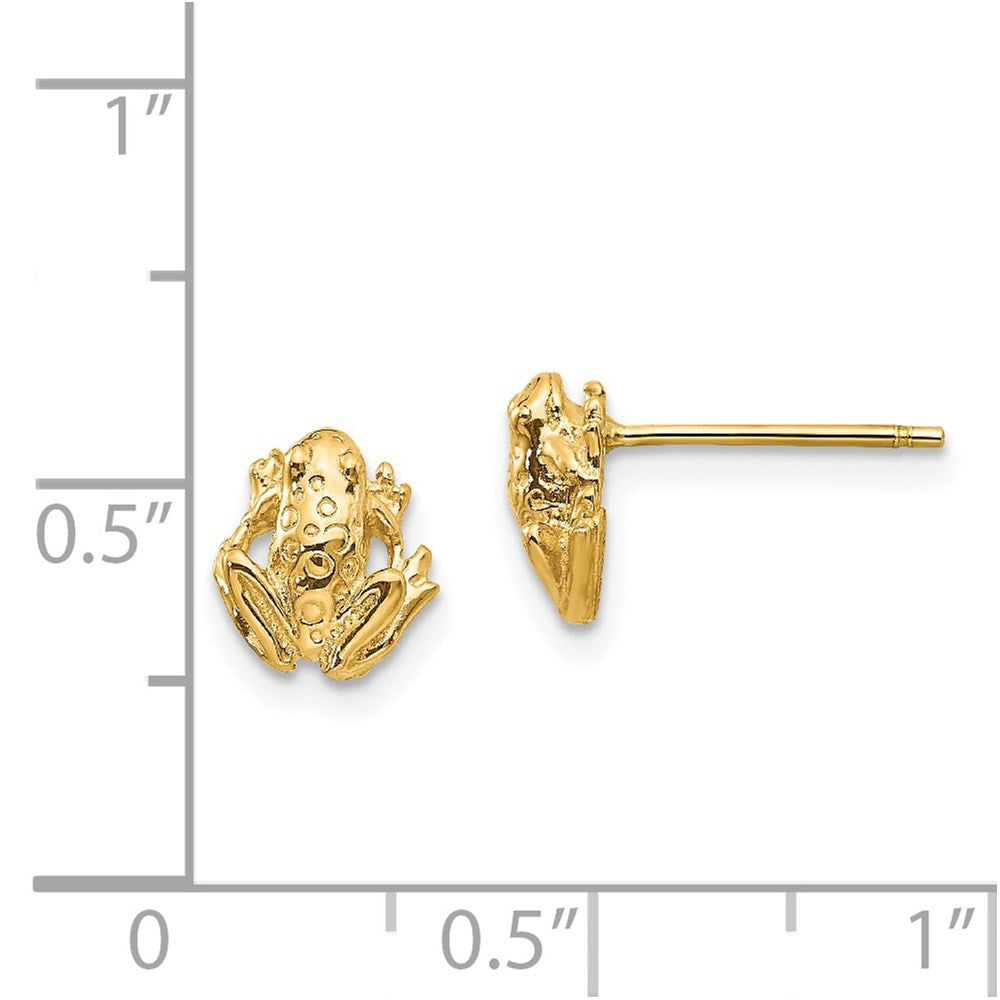 14k Yellow Gold 8 mm Mini Frog Post Earrings (1.69 grams)
