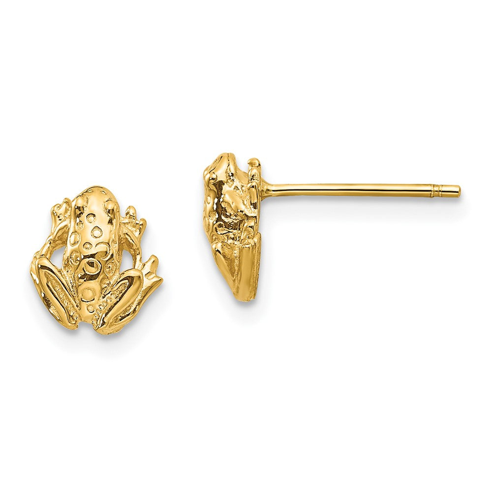 14k Yellow Gold 8 mm Mini Frog Post Earrings (1.69 grams)