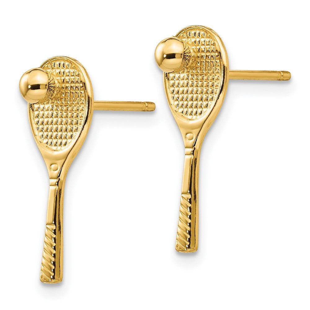 14k Yellow Gold 7 mm Tennis Racquet w/Ball Post Earrings (1.71 grams)