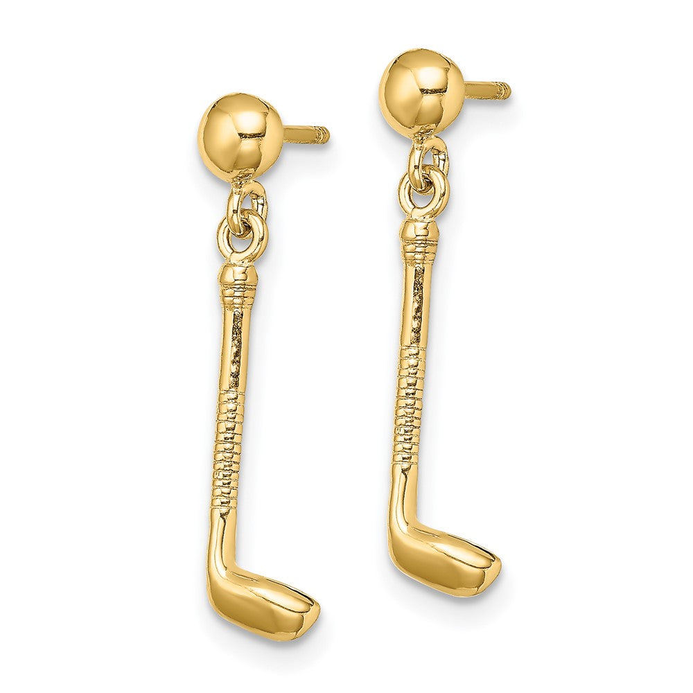 14k Yellow Gold 5 mm Golf Club Dangle Earrings (1.62 grams)