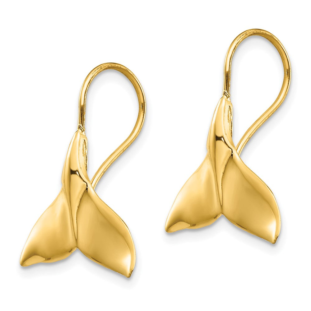 14k Yellow Gold 17 mm Whale Tail Wire Earrings (2.73 grams)