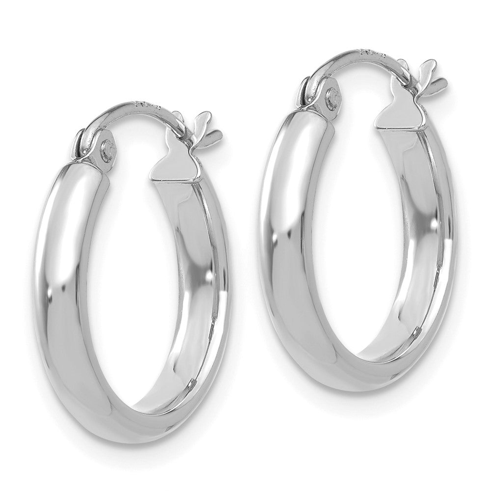 14k White Gold 15 mm Polished Hoop Earring (1.02 grams)