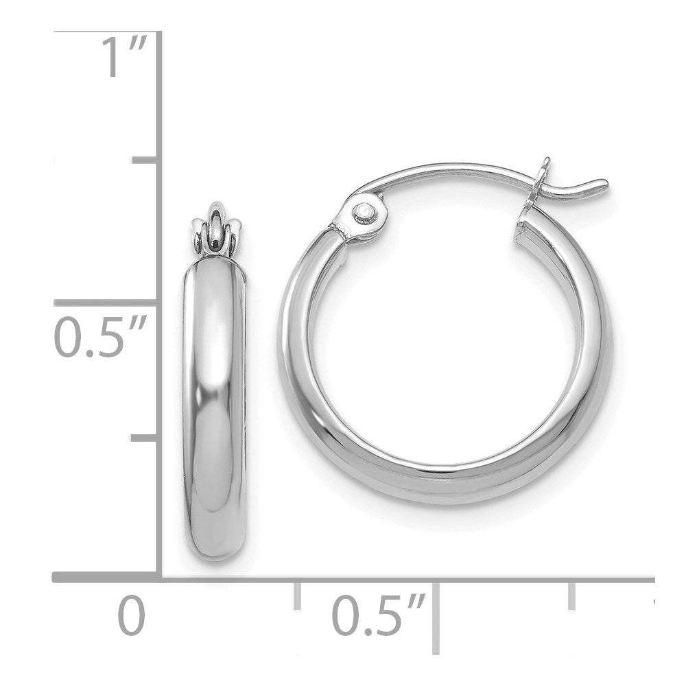 14k White Gold 15 mm Polished Hoop Earring (1.02 grams)