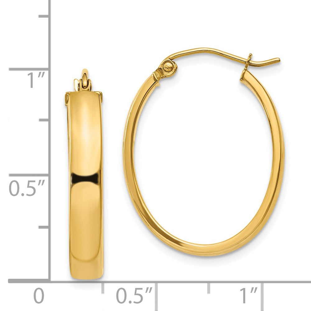 14k Yellow Gold 19 mm Lightweight Oval Hoop Earrings (1.83 grams)