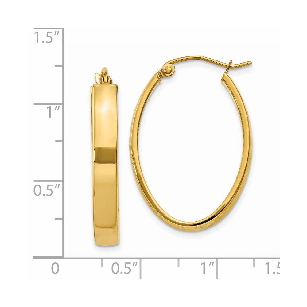 14k Yellow Gold 19.5 mm Lightweight Oval Hoop Earrings (2.08 grams)