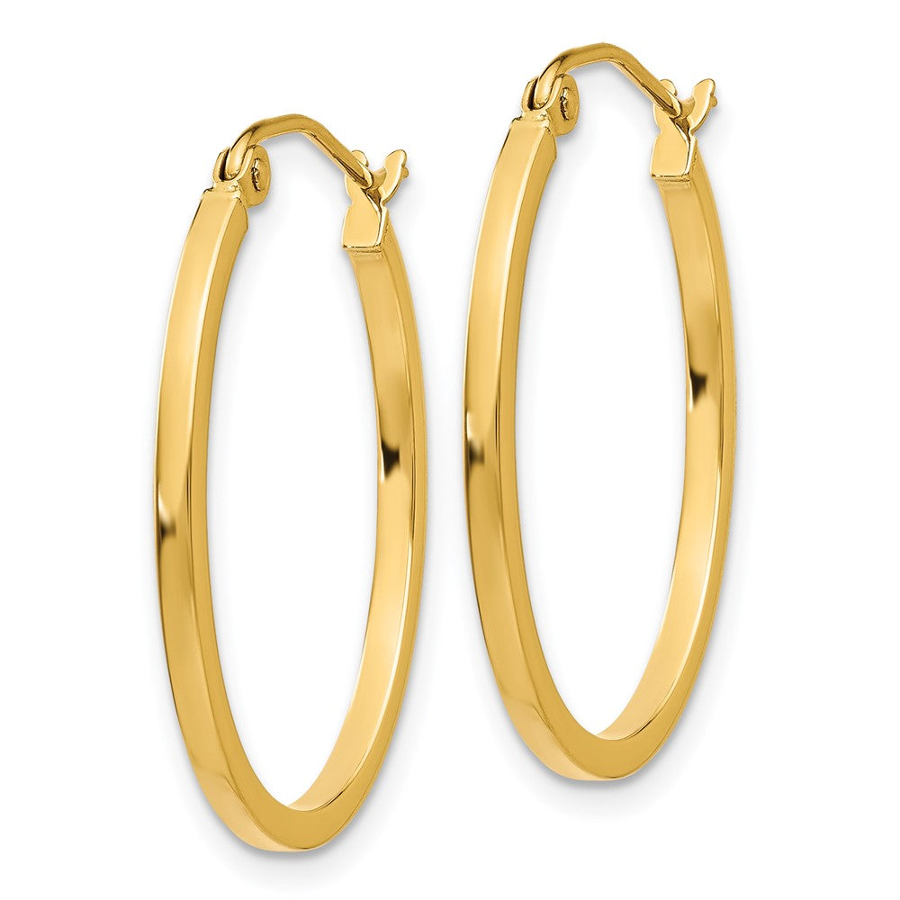 14k Yellow Gold 20.5 mm Lightweight Fancy Oval Hoop Earrings (1.48 grams)