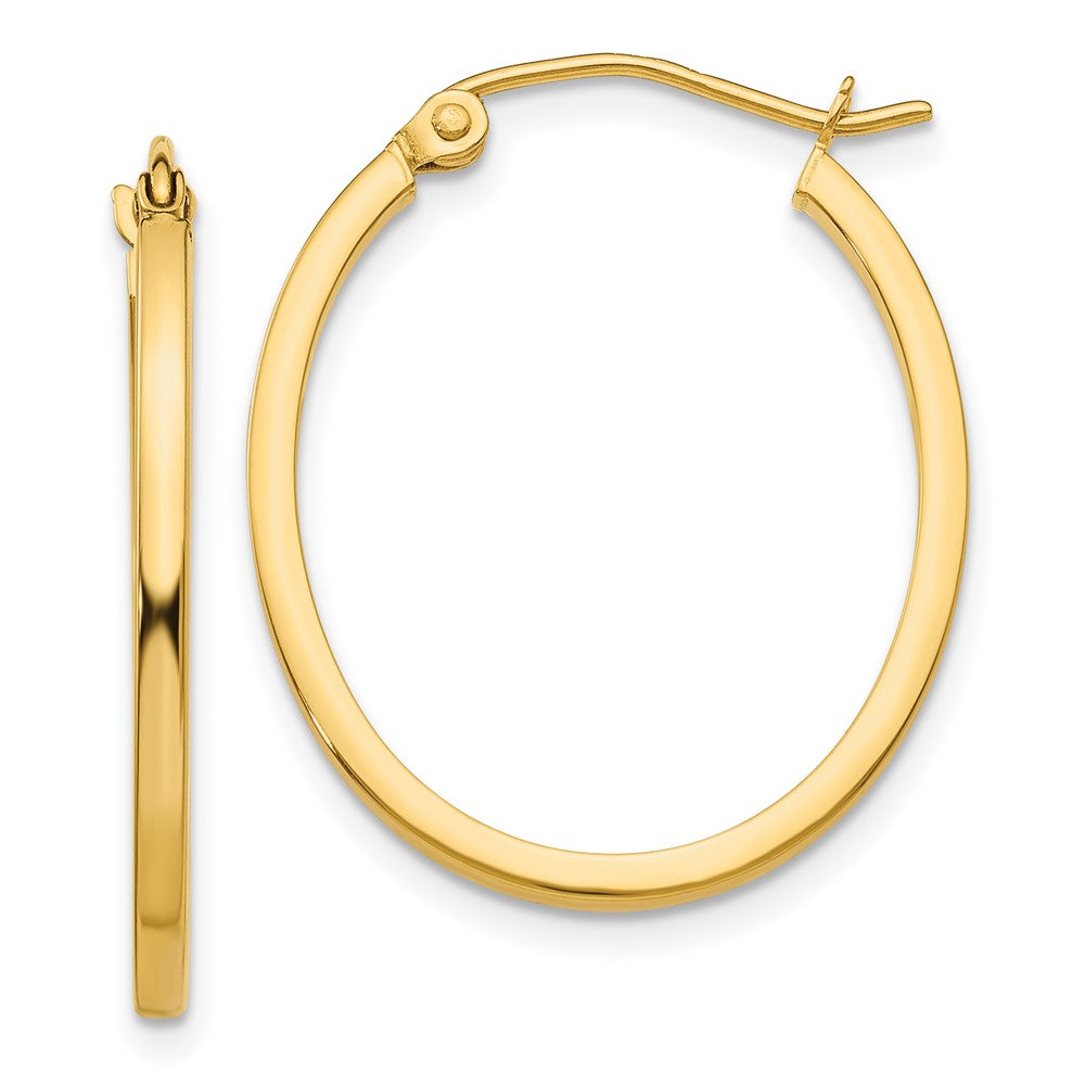 14k Yellow Gold 20.5 mm Lightweight Fancy Oval Hoop Earrings (1.48 grams)