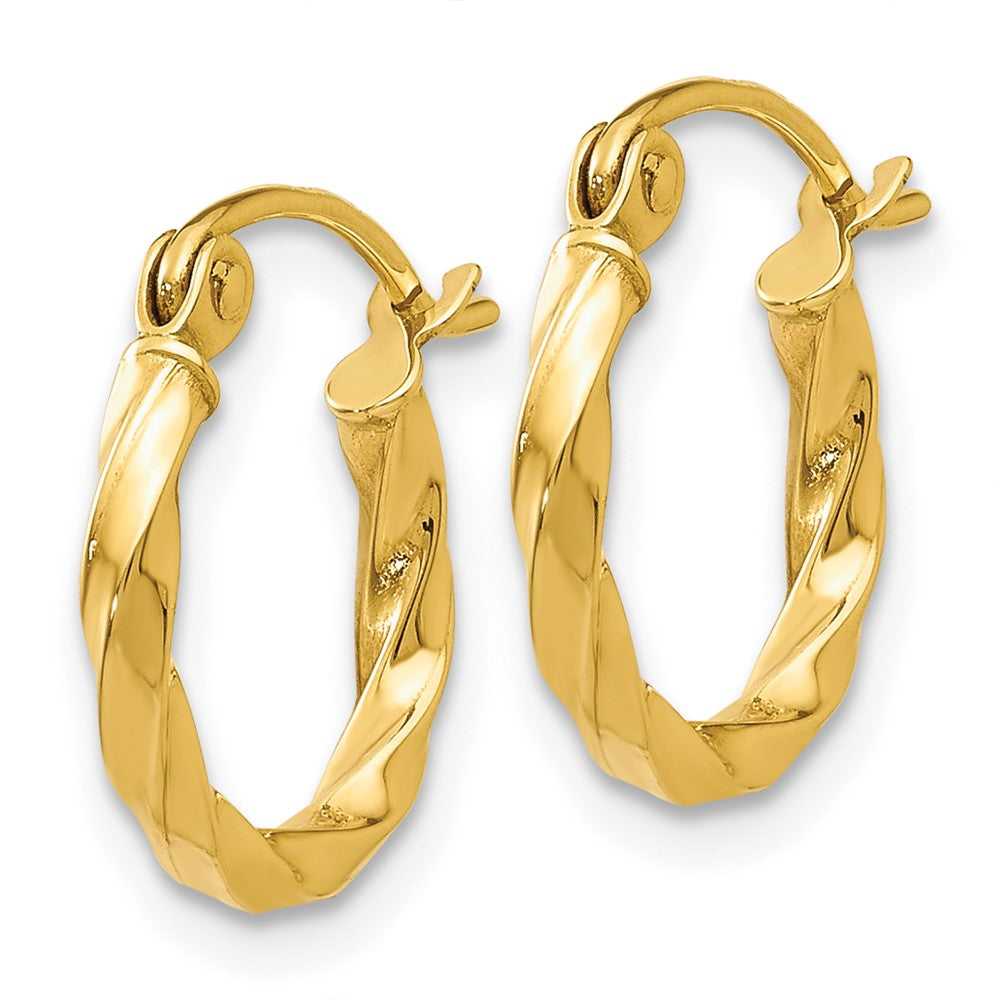 14k Yellow Gold 12 mm Twist Polished Hoop Earring (0.77 grams)