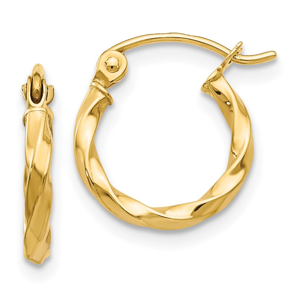 14k Yellow Gold 12 mm Twist Polished Hoop Earring (0.77 grams)