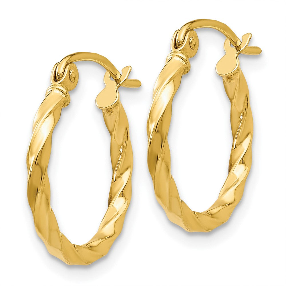 14k Yellow Gold 15 mm Twist Polished Hoop Earring (0.95 grams)
