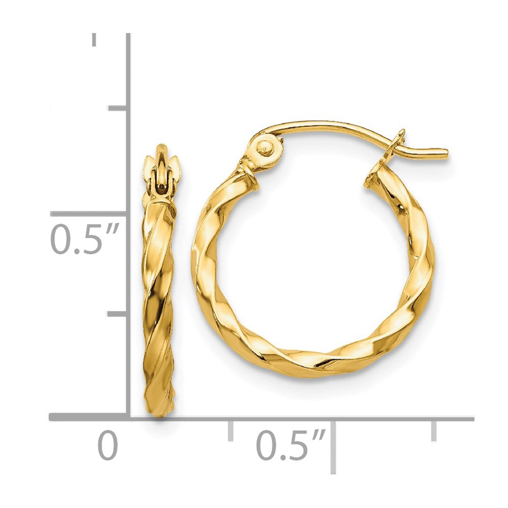 14k Yellow Gold 15 mm Twist Polished Hoop Earring (0.95 grams)