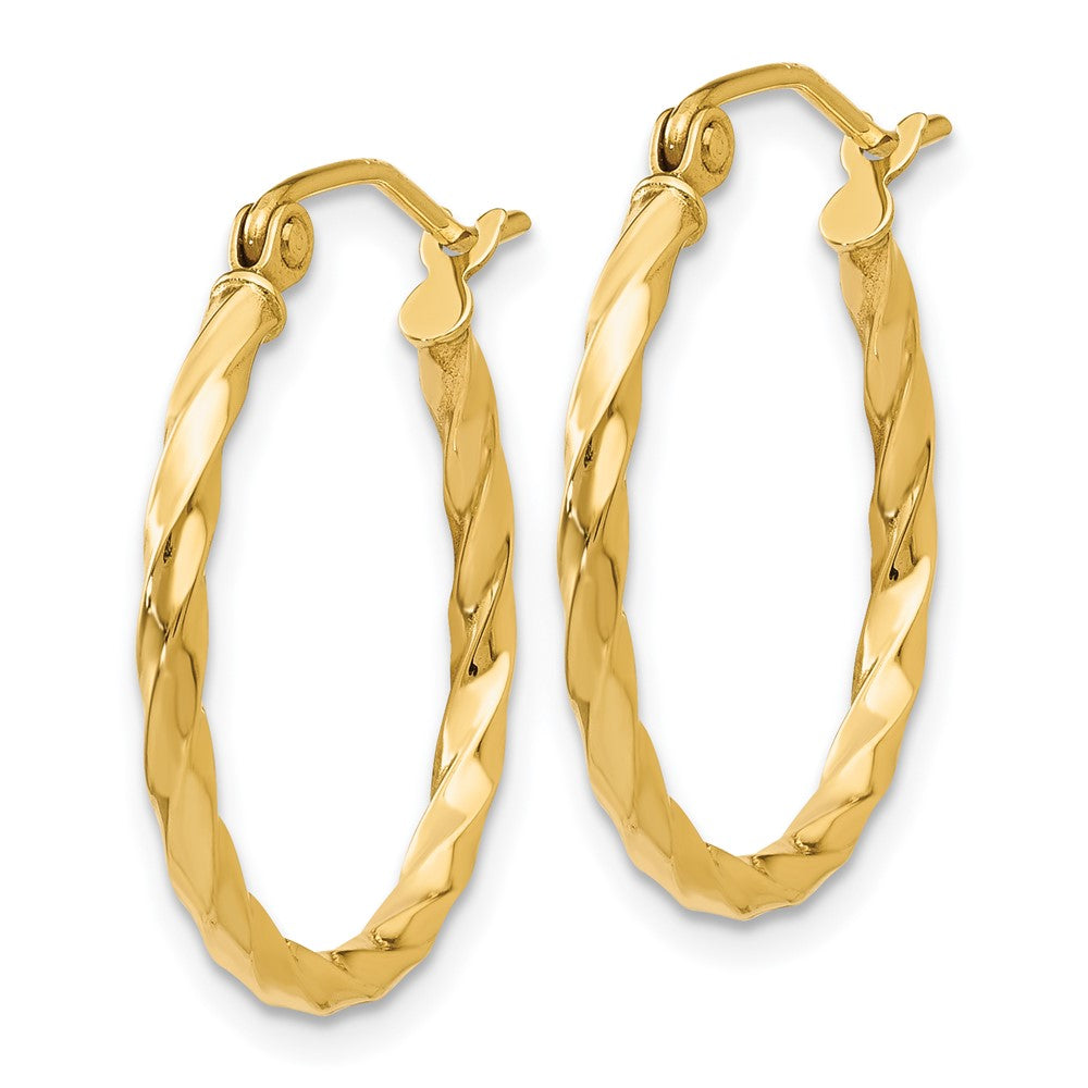 14k Yellow Gold 20 mm Twist Polished Hoop Earring (1.22 grams)