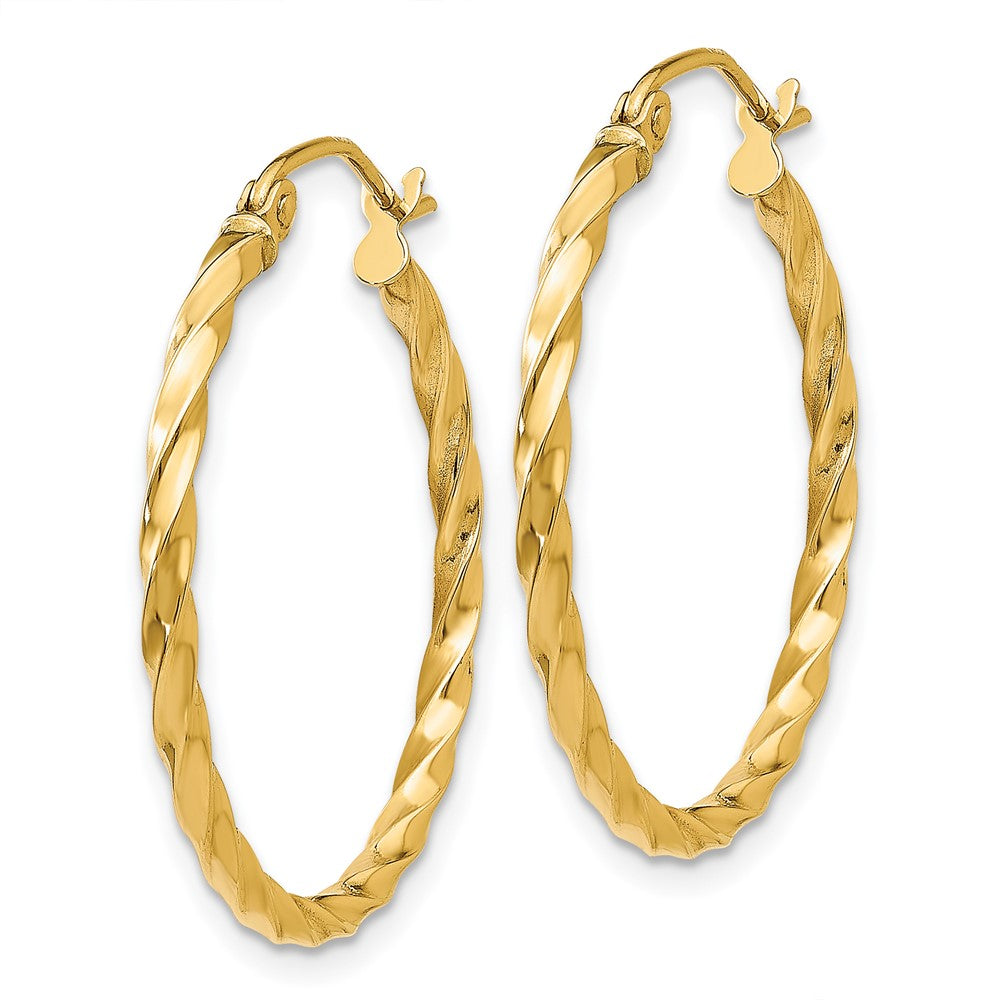 14k Yellow Gold 25.5 mm Twist Polished Hoop Earring (1.52 grams)